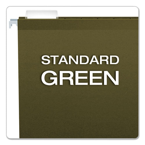 Reinforced Hanging File Folders With Printable Tab Inserts, Legal Size, 1/5-cut Tabs, Standard Green, 25/box.
