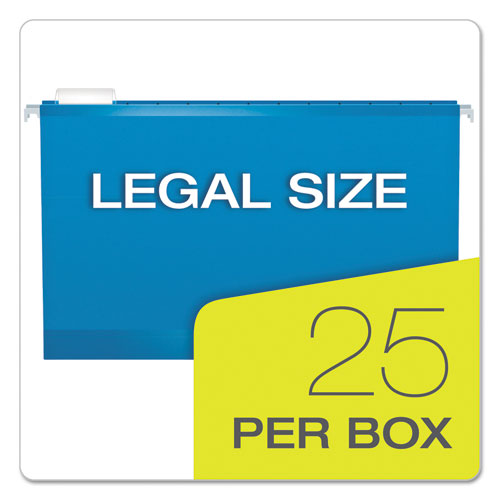 Extra Capacity Reinforced Hanging File Folders With Box Bottom,2" Capacity, Legal Size, 1/5-cut Tabs, Blue, 25/box