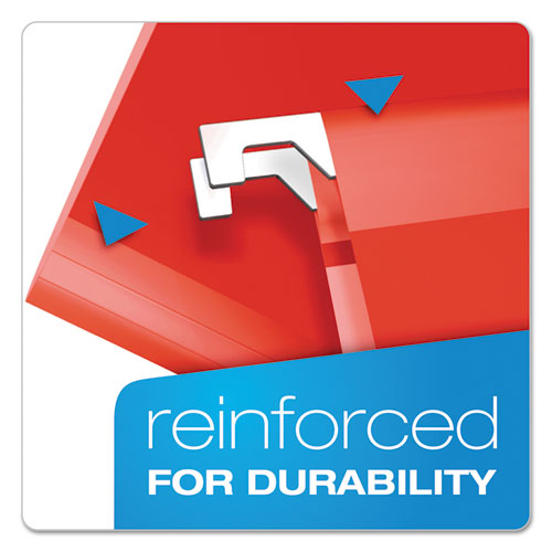 Extra Capacity Reinforced Hanging File Folders With Box Bottom,2" Capacity, Legal Size, 1/5-cut Tabs, Red, 25/box