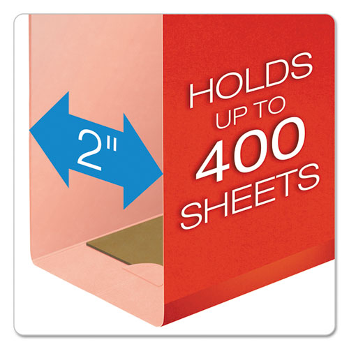 Extra Capacity Reinforced Hanging File Folders With Box Bottom,2" Capacity, Legal Size, 1/5-cut Tabs, Red, 25/box