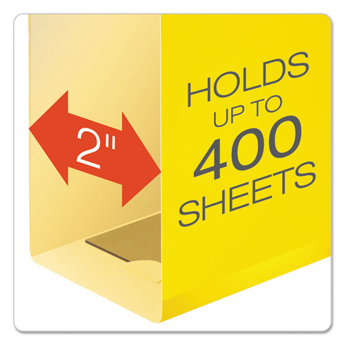 Extra Capacity Reinforced Hanging File Folders With Box Bottom, 2" Capacity, Legal Size, 1/5-cut Tabs, .Yellow, 25/box