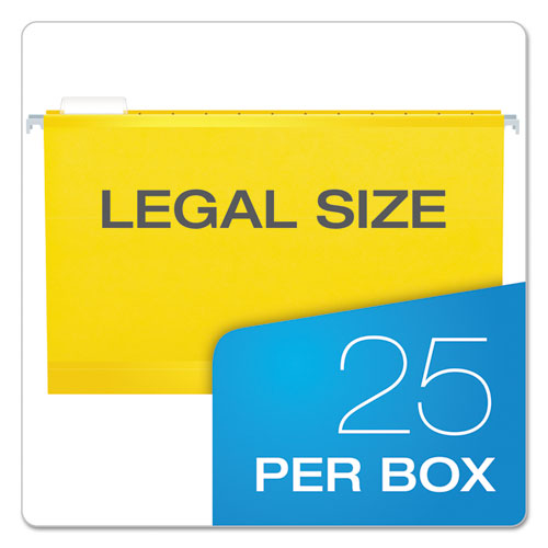 Extra Capacity Reinforced Hanging File Folders With Box Bottom, 2" Capacity, Legal Size, 1/5-cut Tabs, .Yellow, 25/box