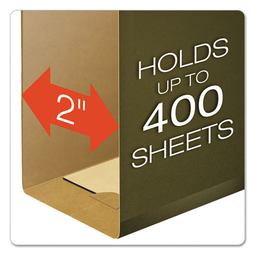 Extra Capacity Reinforced Hanging File Folders With Box Bottom, 2" Capacity, Legal Size, 1/5-cut Tabs, Green, 25/box.