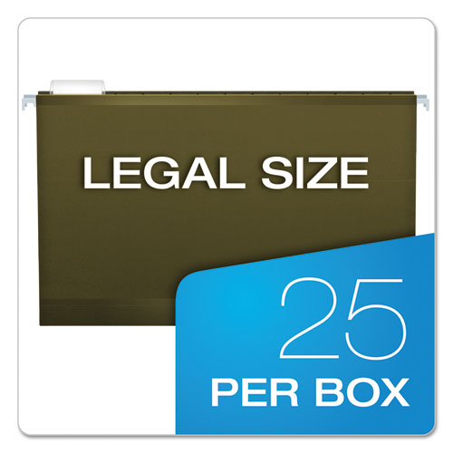 Extra Capacity Reinforced Hanging File Folders With Box Bottom, 2" Capacity, Legal Size, 1/5-cut Tabs, Green, 25/box.
