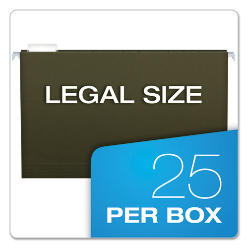 Extra Capacity Reinforced Hanging File Folders With Box Bottom,4" Capacity, Legal Size, 1/5-cut Tabs, Green, 25/box