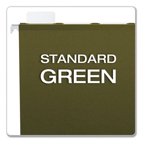 Ready-tab Reinforced Hanging File Folders, Letter Size, 1/5-cut Tabs, Standard Green, 25/box.