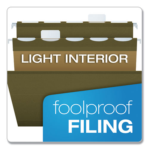 Ready-tab Reinforced Hanging File Folders, Letter Size, 1/5-cut Tabs, Standard Green, 25/box.