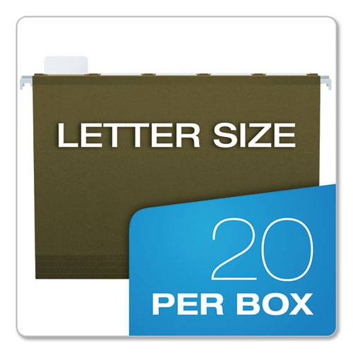 Ready-tab Reinforced Hanging File Folders, Letter Size, 1/5-cut Tabs, Standard Green, 25/box.