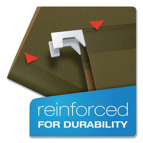 Ready-tab Reinforced Hanging File Folders, Letter Size, 1/5-cut Tabs, Standard Green, 25/box.