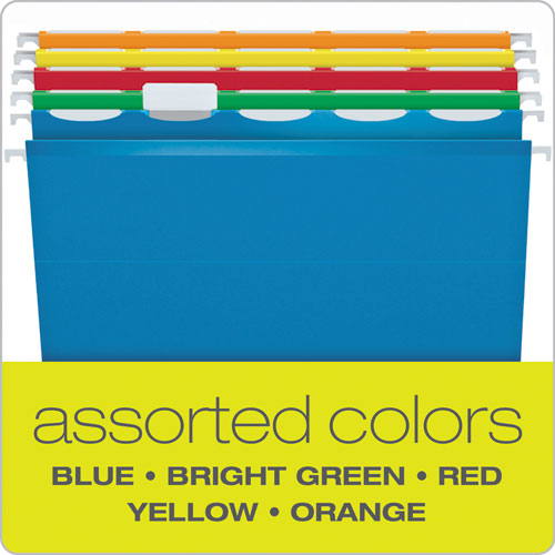 Ready-tab Colored Reinforced Hanging Folders, Letter Size, 1/5-cut Tabs, Assorted Colors, 25/box