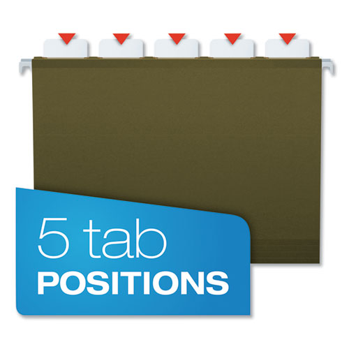 Ready-tab Reinforced Hanging File Folders, Letter Size, 1/3-cut Tabs, Standard Green, 25/box.