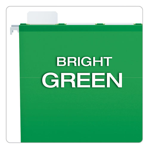 Ready-tab Colored Reinforced Hanging Folders, Letter Size, 1/5-cut Tabs, Bright Green, 25/box