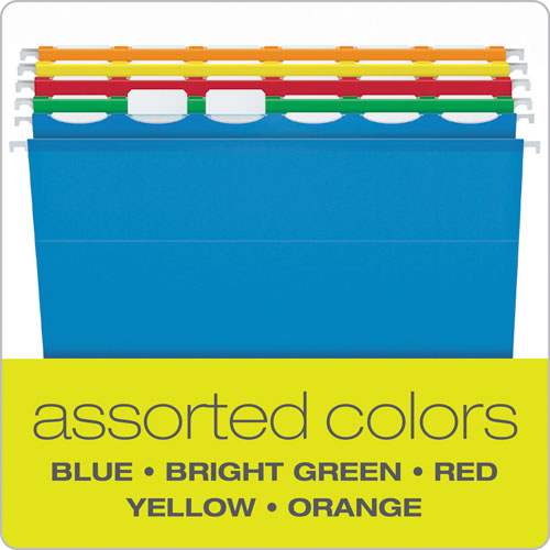 Ready-tab Extra Capacity Reinforced Colored Hanging Folders, Legal Size, 1/6-cut Tabs, Assorted Colors, 20/box