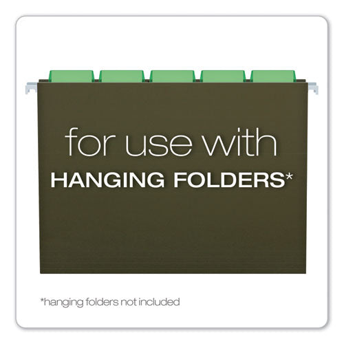 Transparent Colored Tabs For Hanging File Folders, 1/5-cut, Green, 2" Wide, 25/pack