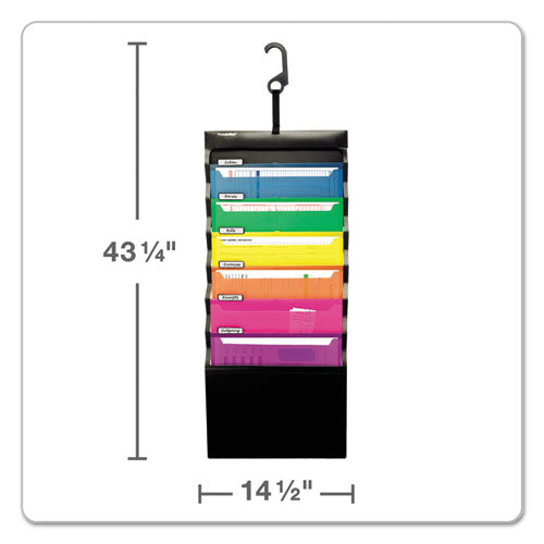 Desk Free Hanging Organizer With Case, 1" Expansion, 6 Sections, Buckle Closure, Letter Size, Black.