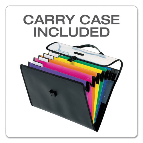 Desk Free Hanging Organizer With Case, 1" Expansion, 6 Sections, Buckle Closure, Letter Size, Black.