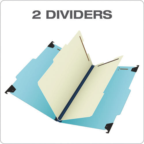 Hanging Classification Folders With Dividers, Legal Size, 2 Dividers, 2/5-cut Exterior Tabs, Blue.
