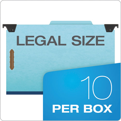 Hanging Classification Folders With Dividers, Legal Size, 2 Dividers, 2/5-cut Exterior Tabs, Blue.