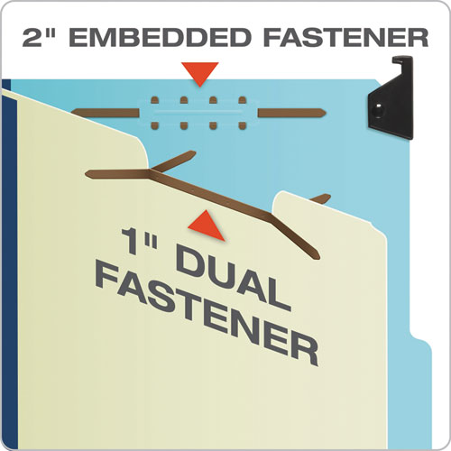 Hanging Classification Folders With Dividers, Legal Size, 2 Dividers, 2/5-cut Exterior Tabs, Blue.