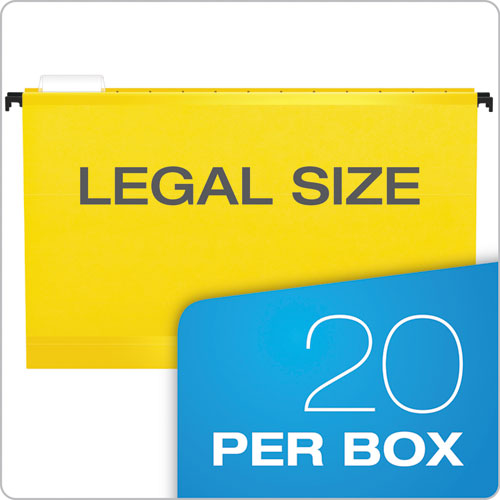 Surehook Hanging Folders, Legal Size, 1/5-cut Tabs, Yellow, 20/box