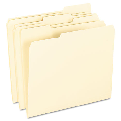 Smartshield Top Tab File Folders, 1/3-cut Tabs: Assorted, Letter Size, Manila, 100/box.