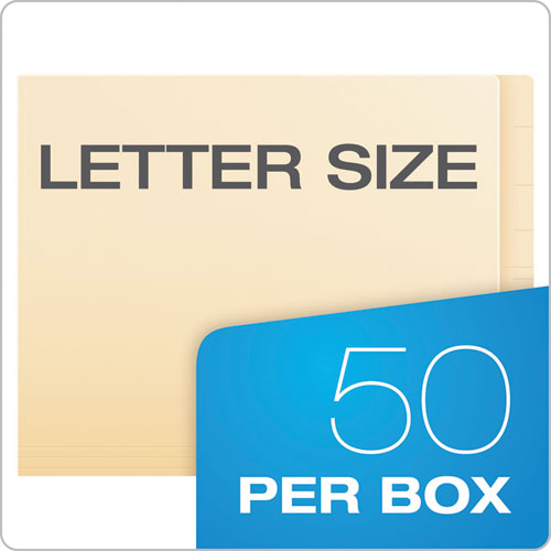 Smartshield End Tab Fastener Folders, 1 Fastener, Letter Size, Manila Exterior, 50/box