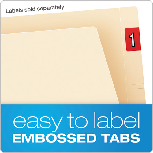 Smartshield End Tab Fastener Folders, 2 Fasteners, Letter Size, Manila Exterior, 50/box.