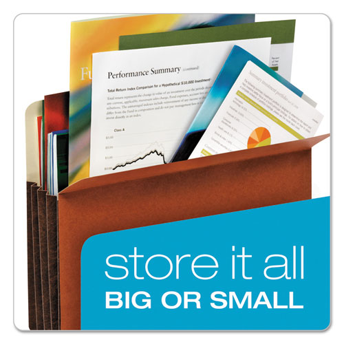 File Pocket With Tyvek, 5.25" Expansion, Letter Size, Redrope, 10/box.