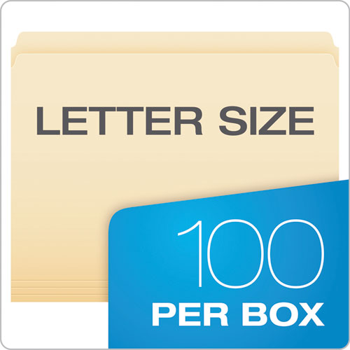 Manila File Folders, Straight Tabs, Letter Size, 0.75" Expansion, Manila, 100/box.