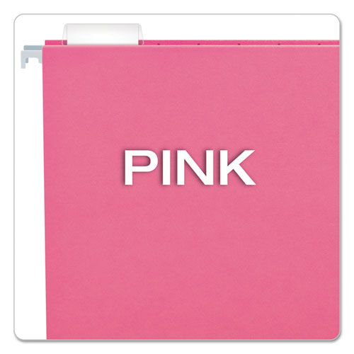 Colored Hanging Folders, Letter Size, 1/5-cut Tabs, Pink, 25/box