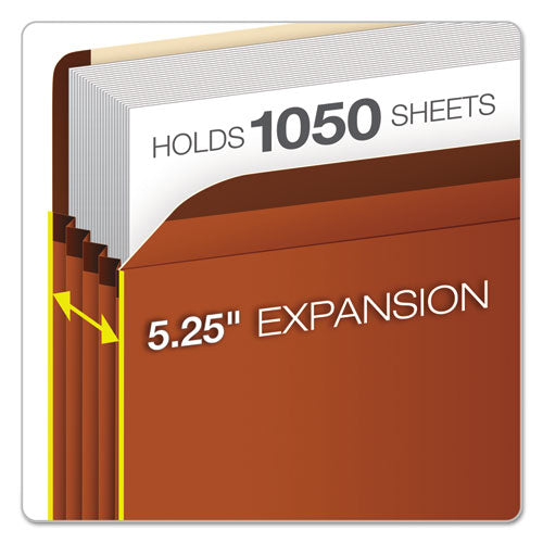 Premium Reinforced Expanding File Pockets, 5.25" Expansion, Letter Size, Red Fiber, 5/box