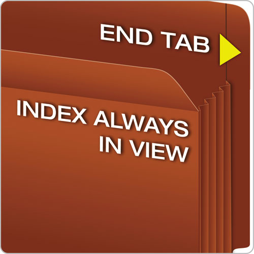 Heavy-duty End Tab File Pockets, 3.5" Expansion, Letter Size, Red Fiber, 10/box.