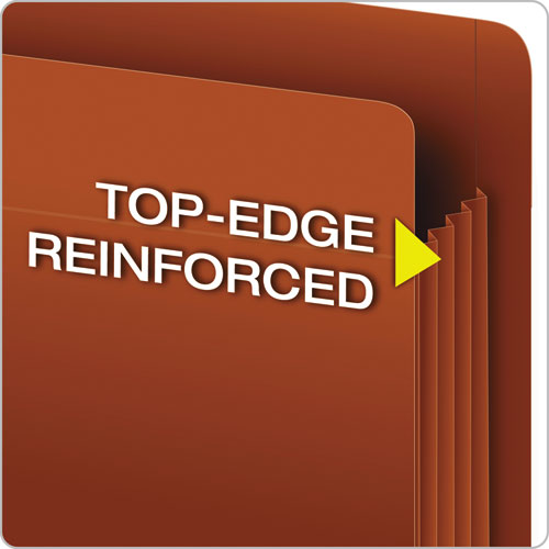 Heavy-duty End Tab File Pockets, 3.5" Expansion, Legal Size, Red Fiber, 10/box.