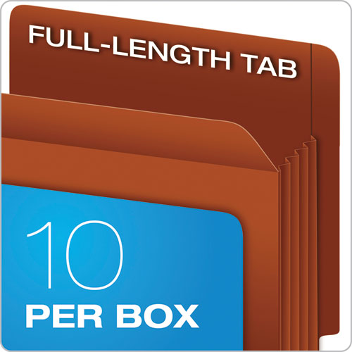 Heavy-duty End Tab File Pockets, 3.5" Expansion, Legal Size, Red Fiber, 10/box.