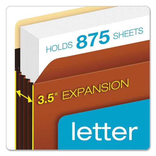 Extra-wide Heavy-duty File Pockets, 3.5" Expansion, Letter Size, Redrope, 10/box.
