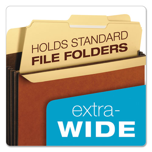 Extra-wide Heavy-duty File Pockets, 3.5" Expansion, Letter Size, Redrope, 10/box.