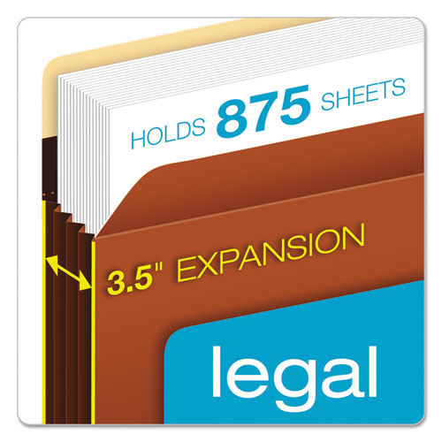 Heavy-duty File Pockets, 3.5" Expansion, Legal Size, Redrope, 25/box.
