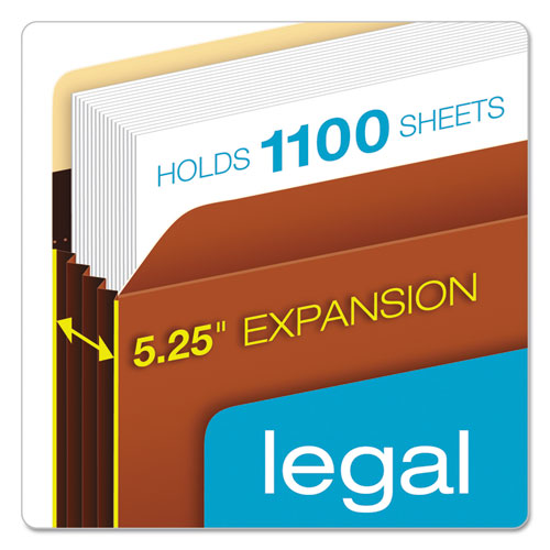 Heavy-duty File Pockets, 5.25" Expansion, Legal Size, Redrope, 10/box.
