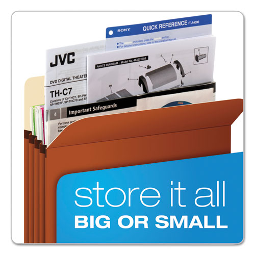 Earthwise By Pendaflex Recycled File Pockets, 5.25" Expansion, Letter Size, Red Fiber.