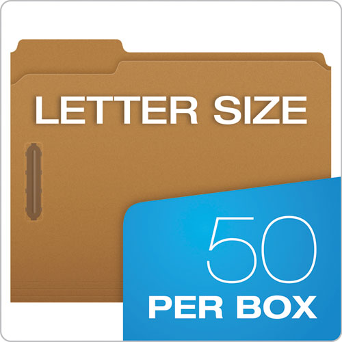 Kraft Fastener Folders, 1/3-cut Tabs, 2 Fasteners, Letter Size, Kraft Exterior, 50/box.