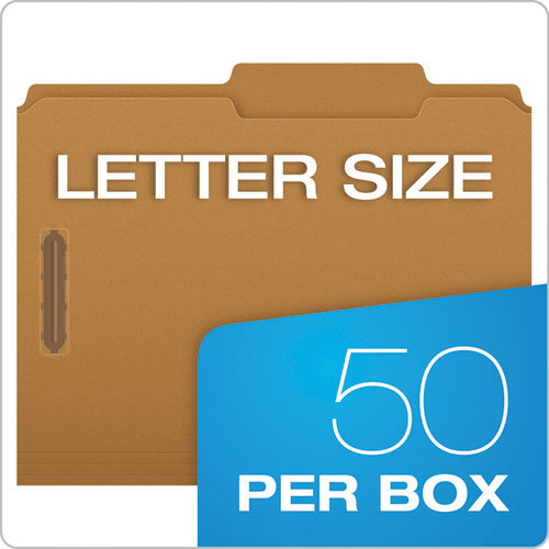 Kraft Fastener Folders, 2/5-cut Tabs, 2 Fasteners, Letter Size, Kraft Exterior, 50/box.