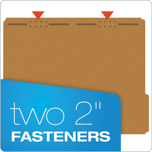 Kraft Fastener Folders, 1/3-cut Tabs, 2 Fasteners, Legal Size, Kraft Exterior, 50/box.