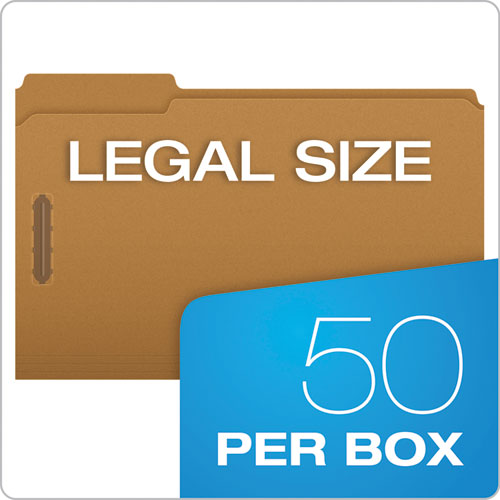 Kraft Fastener Folders, 1/3-cut Tabs, 2 Fasteners, Legal Size, Kraft Exterior, 50/box.