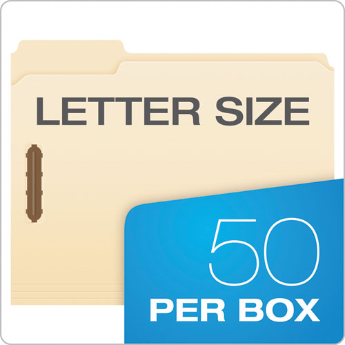 Manila Fastener Folders, 1/3-cut Tabs, 2 Fasteners, Letter Size, Manila Exterior, 50/box.
