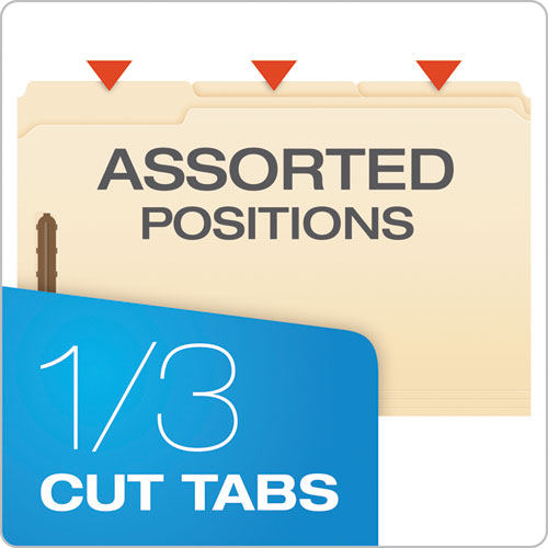 Manila Fastener Folders, 1/3-cut Tabs, 2 Fasteners, Legal Size, Manila Exterior, 50/box.