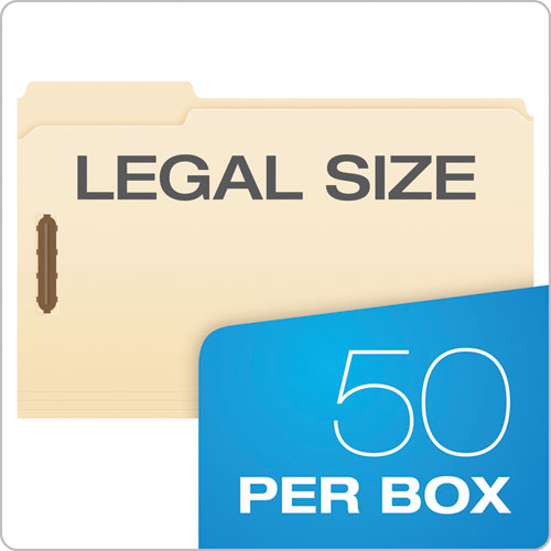 Manila Fastener Folders, 1/3-cut Tabs, 2 Fasteners, Legal Size, Manila Exterior, 50/box.