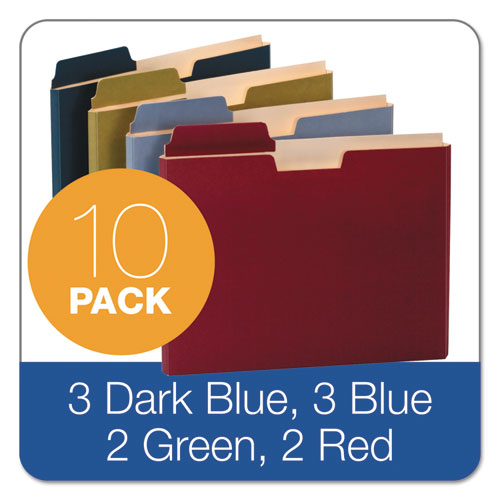 File Folder Pocket, 0.75" Expansion, Letter Size, Assorted Colors, 10/pack.