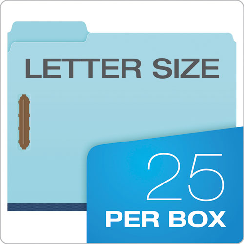 Heavy-duty Pressboard Folders With Embossed Fasteners, 1/3-cut Tabs, 1" Expansion, 2 Fasteners, Letter Size, Blue, 25/box.