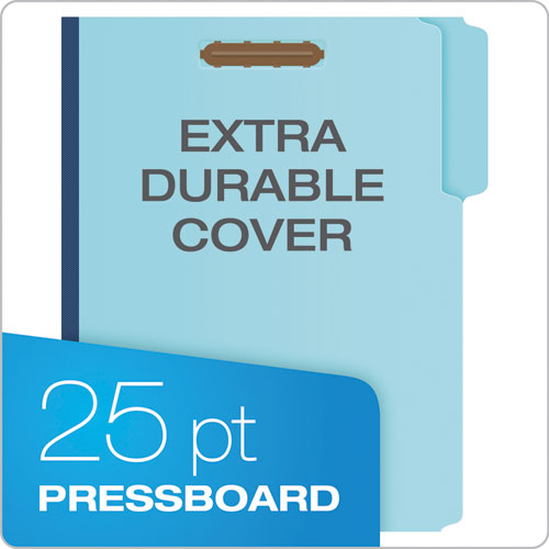 Heavy-duty Pressboard Folders With Embossed Fasteners, 1/3-cut Tabs, 1" Expansion, 2 Fasteners, Letter Size, Blue, 25/box.