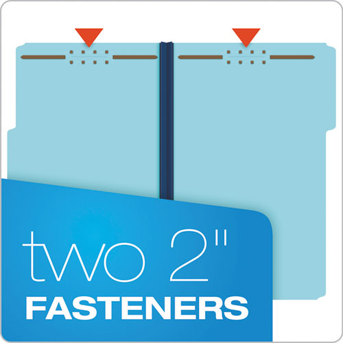 Heavy-duty Pressboard Folders With Embossed Fasteners, 1/3-cut Tabs, 1" Expansion, 2 Fasteners, Legal Size, Blue, 25/box.